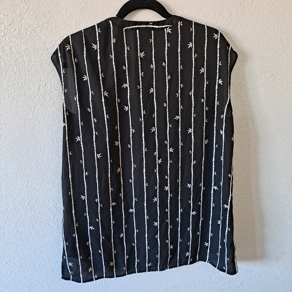 Worthington Black Bamboo striped Blouse - Picture 6 of 7